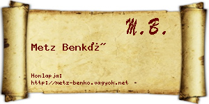 Metz Benkő névjegykártya